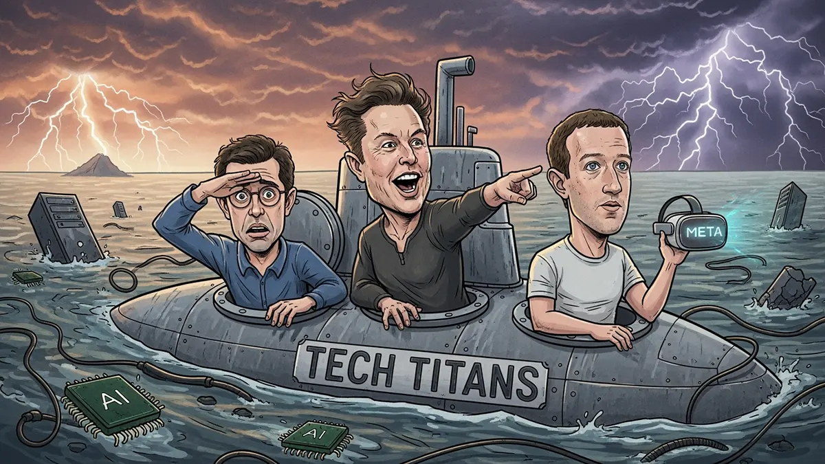Zuckerberg, Musk und Altman auf einem Uboot